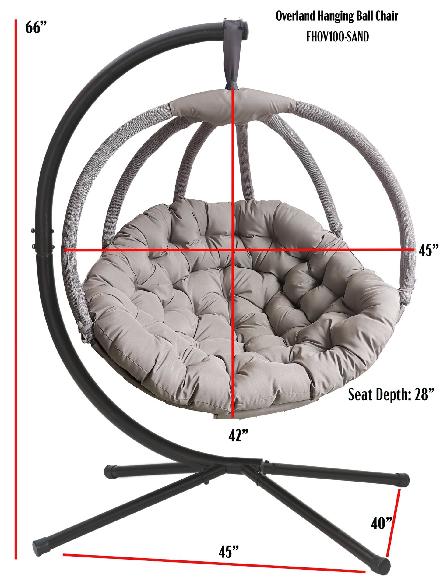 FlowerHouse Hanging Ball Chair with Stand - Overland - Outdoor Oasis