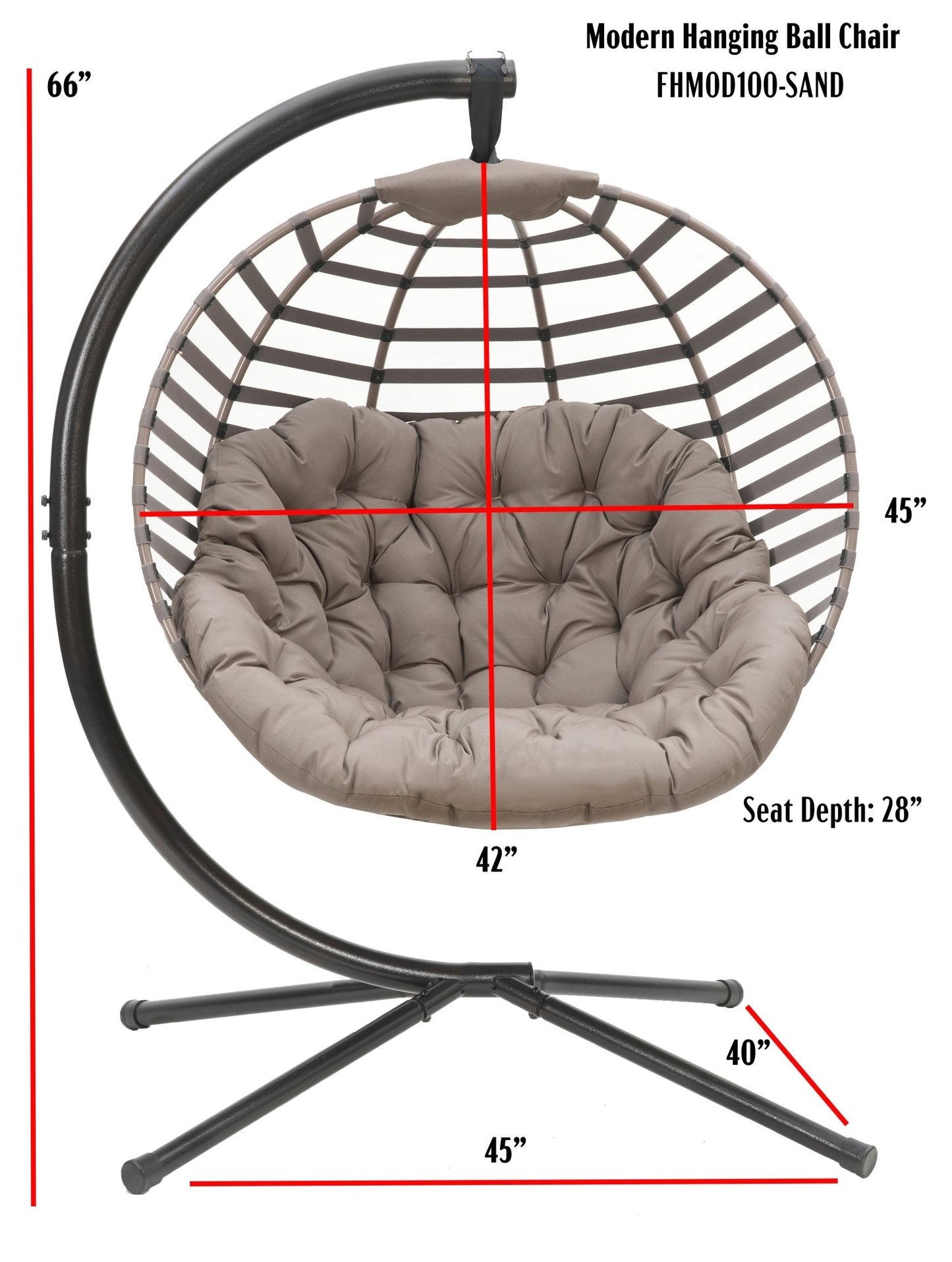 FlowerHouse Hanging Modern Ball Chair - Outdoor Oasis