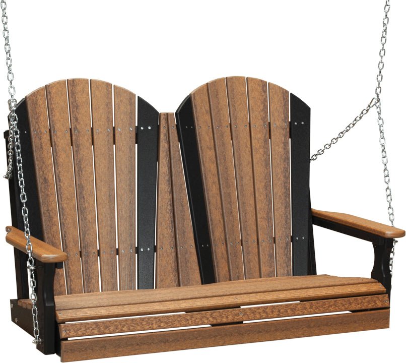 LuxCraft 4' Adirondack Swing - Premium Woodgrain Line - Outdoor Oasis
