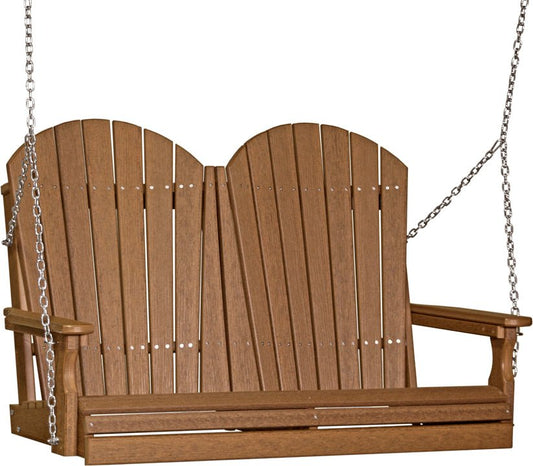 LuxCraft 4' Adirondack Swing - Premium Woodgrain Line - Outdoor Oasis