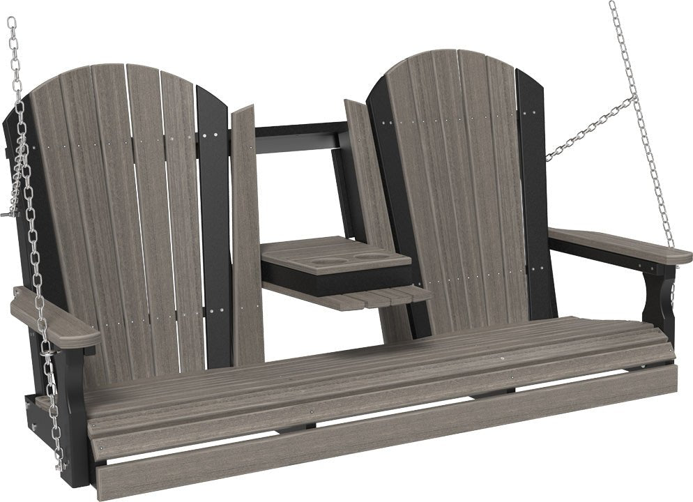 LuxCraft 5' Adirondack Swing - Premium Woodgrain Line - Outdoor Oasis