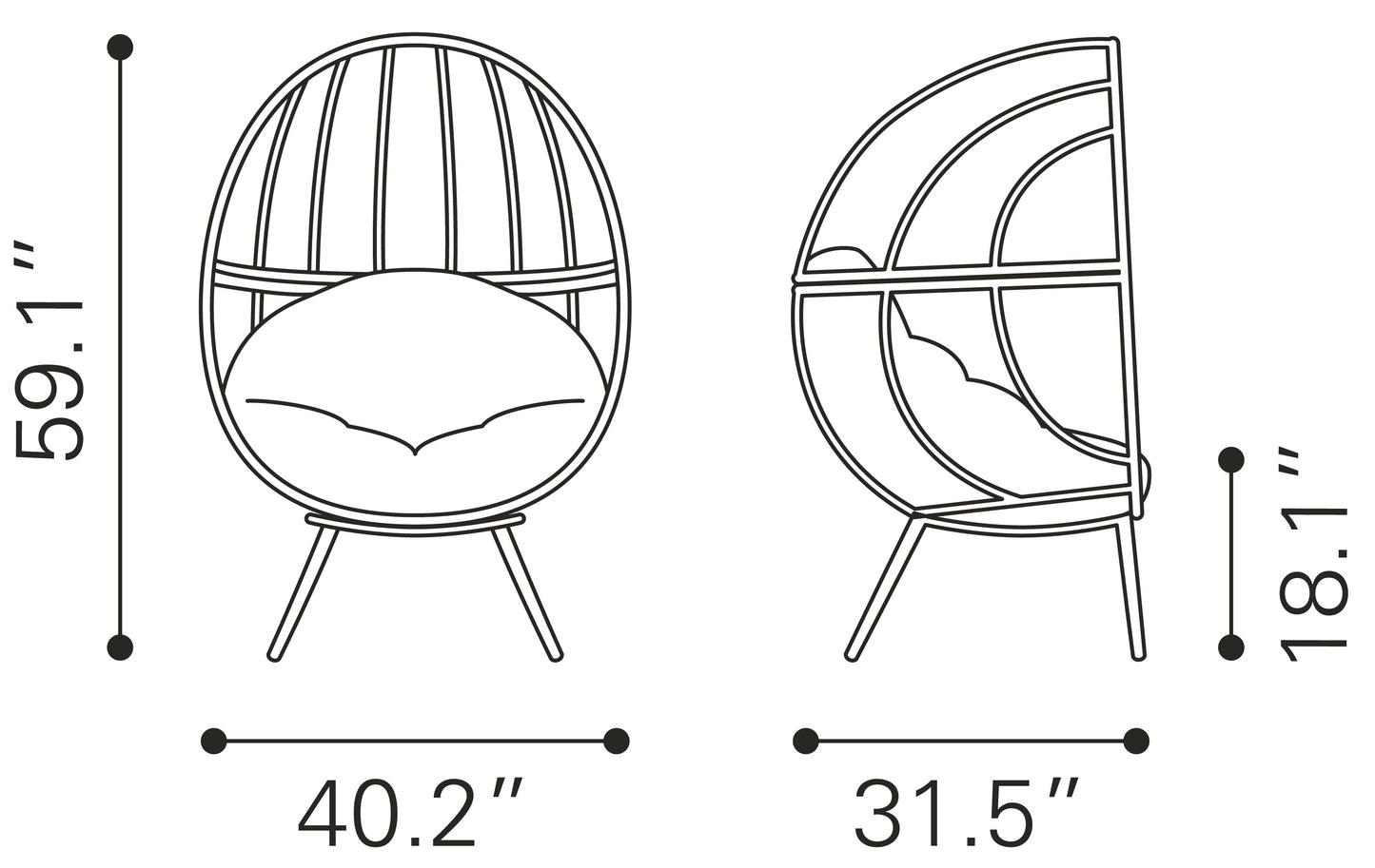 Zuo Kelley Accent Chair - diagram