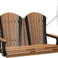 LuxCraft 4' Adirondack Swing - Premium Woodgrain Line - front view in antique mahogany and black