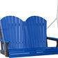 LuxCraft 4' Adirondack Swing - front view in blue with black arm rest