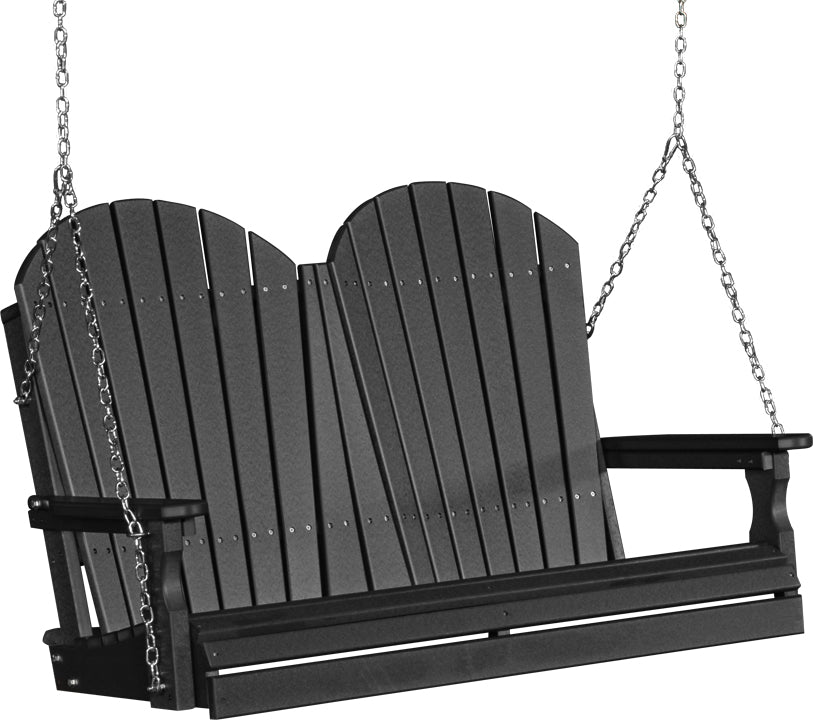 LuxCraft 4' Adirondack Swing - front view in black