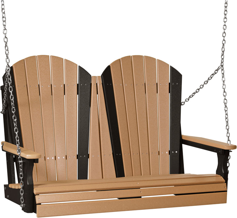 LuxCraft 4' Adirondack Swing - front view in cedar and black