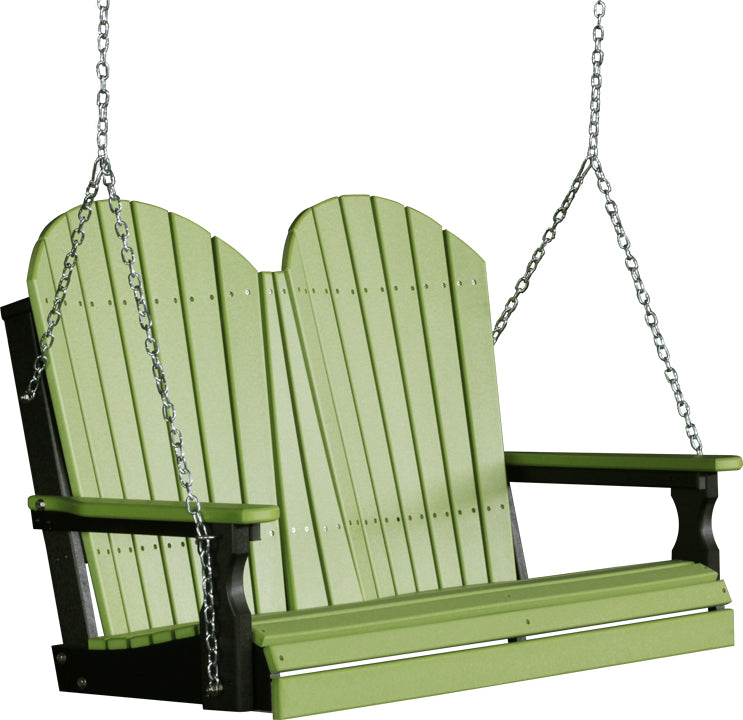 LuxCraft 4' Adirondack Swing - front view in lime green and black