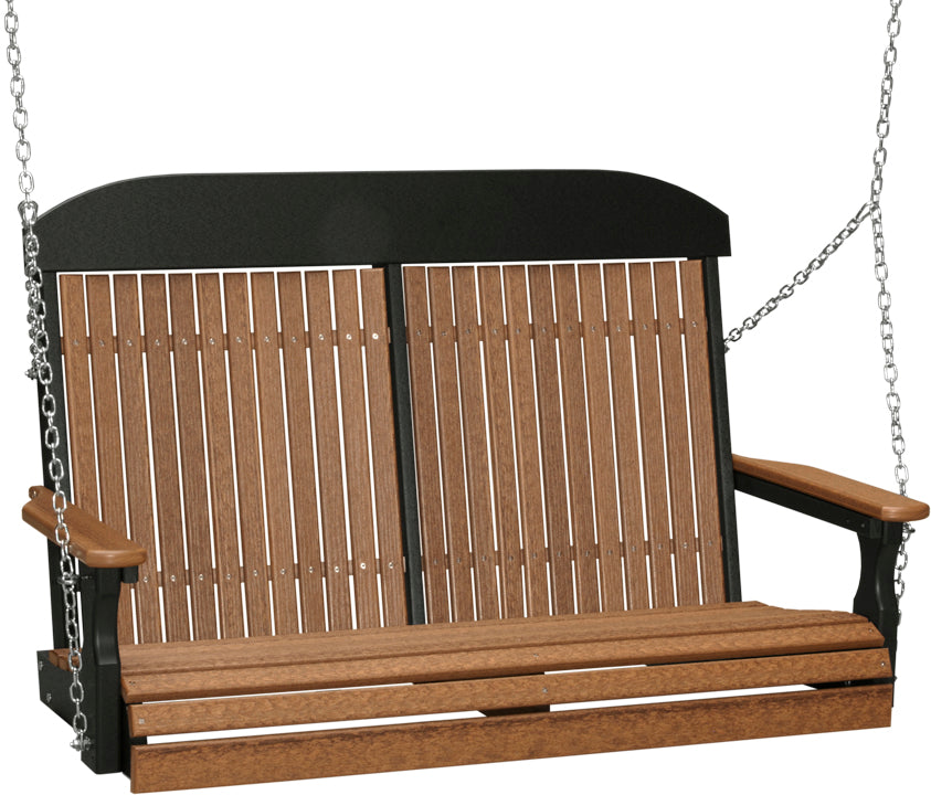 LuxCraft 4' Classic Swing - Premium Woodgrain Line - front view in antique mahogany and black