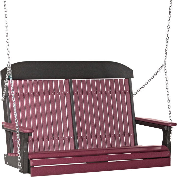 LuxCraft 4' Classic Swing - front view in cherry and black