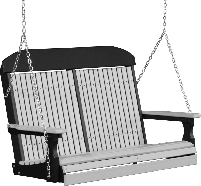 LuxCraft 4' Classic Swing - front view in dove gray and black