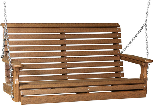 LuxCraft 4' Plain Swing - Premium Woodgrain Line - front view in antique mahogany