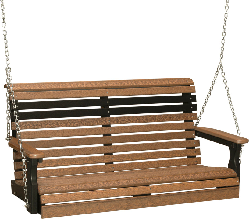 LuxCraft 4' Plain Swing - Premium Woodgrain Line - front view in antique mahogany and black