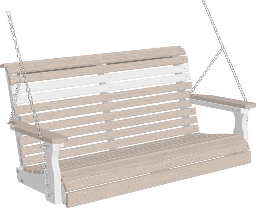 LuxCraft 4' Plain Swing - Premium Woodgrain Line - front view in birch and white