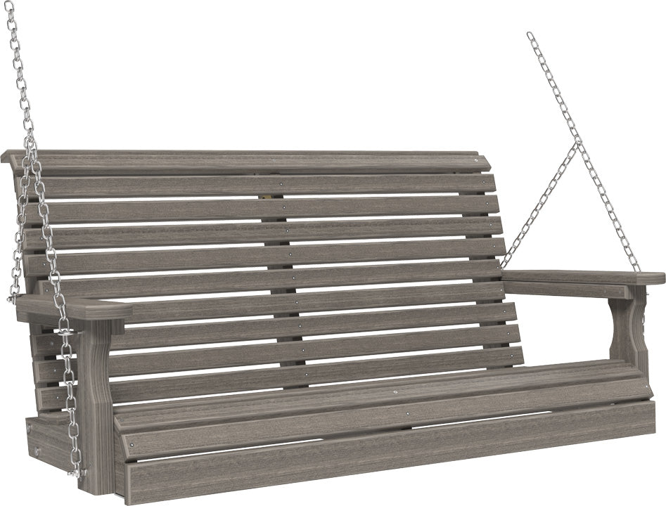 LuxCraft 4' Plain Swing - Premium Woodgrain Line - front view in coastal gray