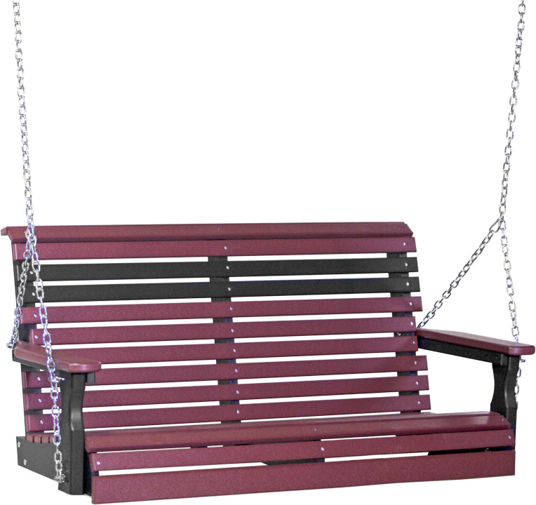 LuxCraft 4' Plain Swing - front view in cherry and black
