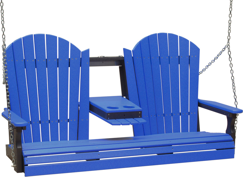LuxCraft 5' Adirondack Swing - front view in blue and black