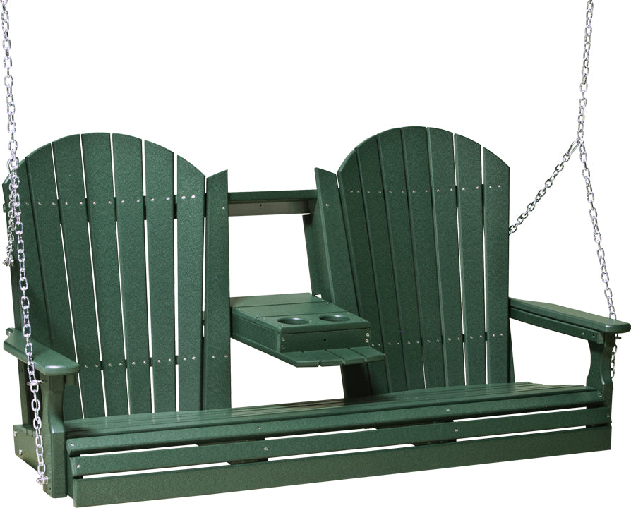 LuxCraft 5' Adirondack Swing - front view in green
