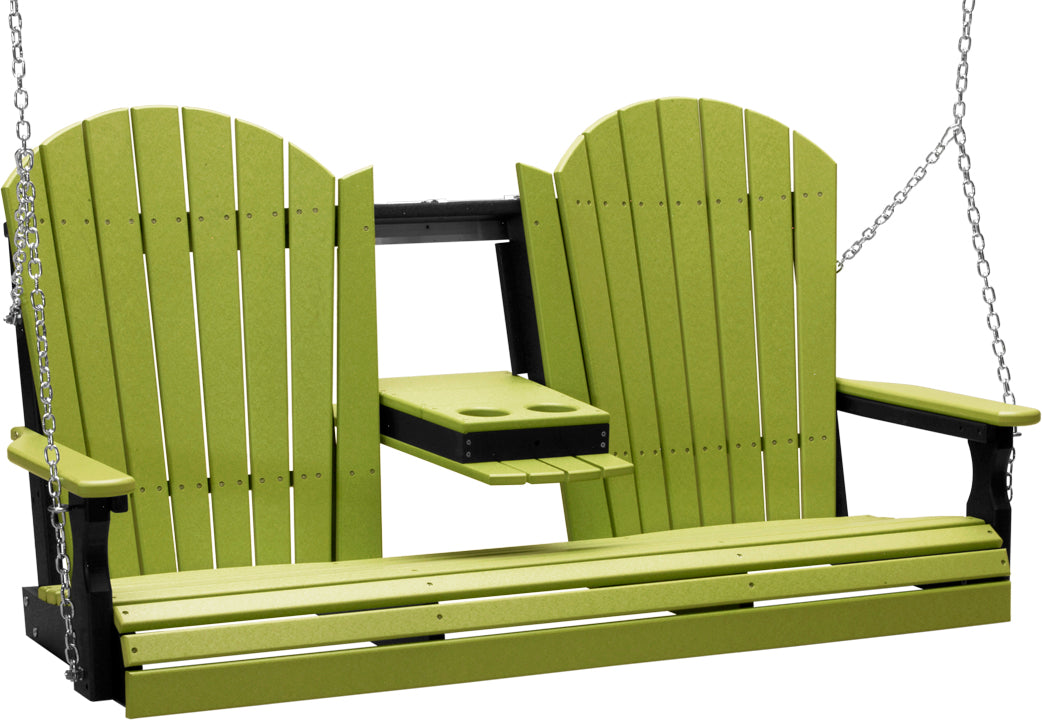 LuxCraft 5' Adirondack Swing - front view in lime green and black