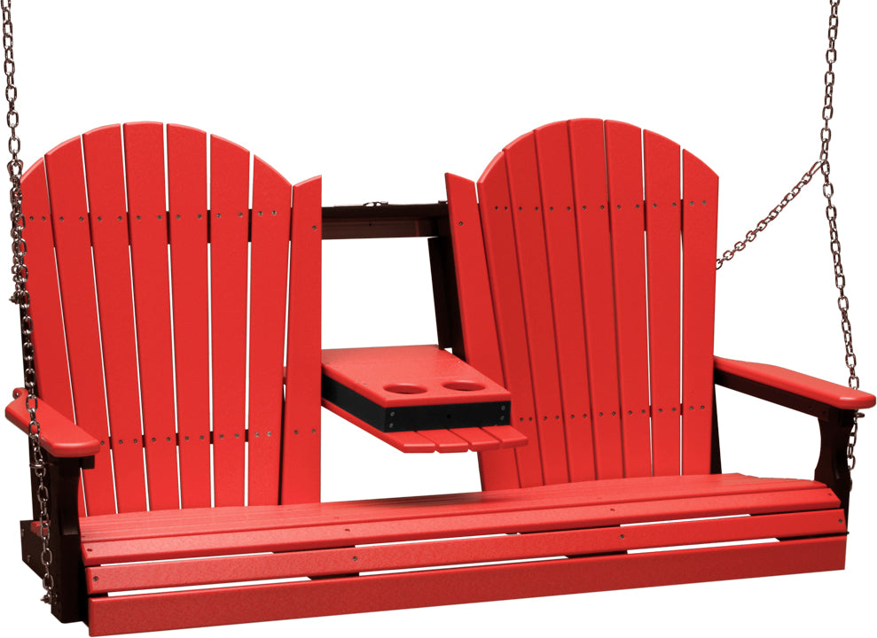 LuxCraft 5' Adirondack Swing - front view in red and black