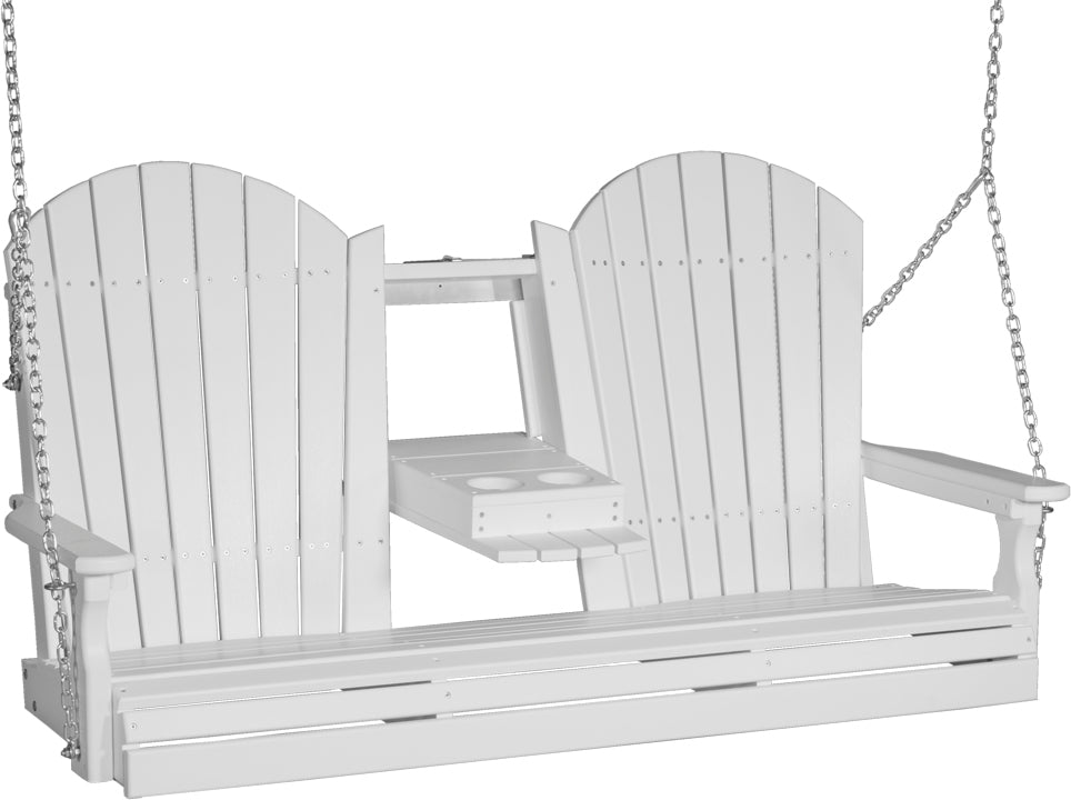LuxCraft 5' Adirondack Swing - front view in white