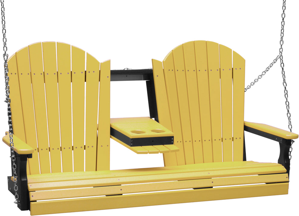 LuxCraft 5' Adirondack Swing - front view in yellow and black