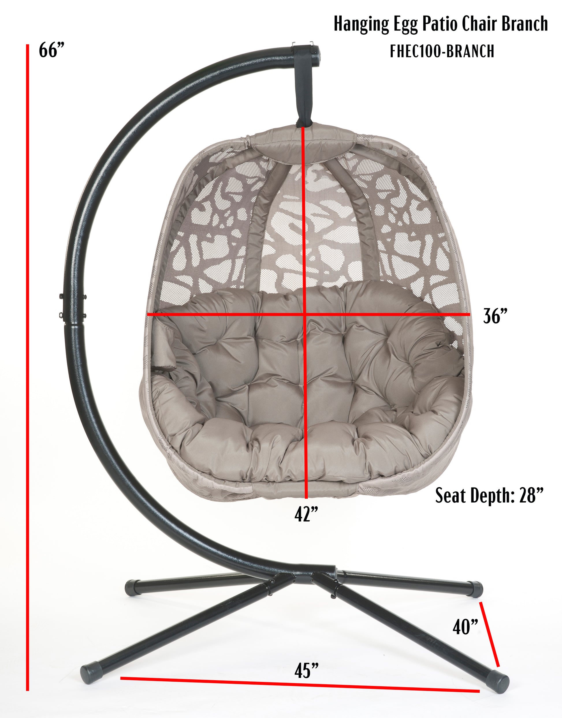 FlowerHouse Branch Hanging Egg Chair with stand - dimension details