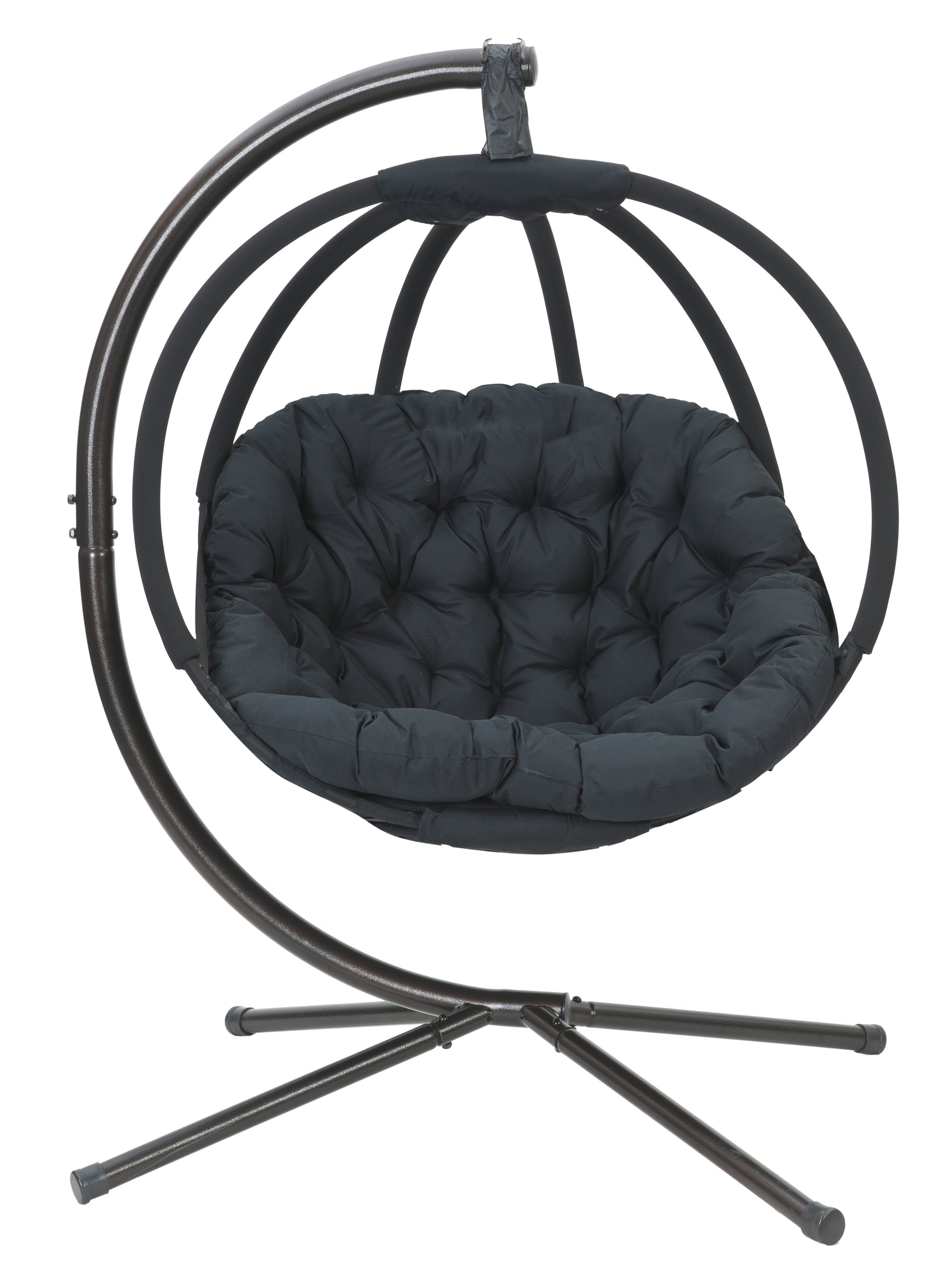 FlowerHouse Hanging Ball Chair with Stand - Overland - in black front view
