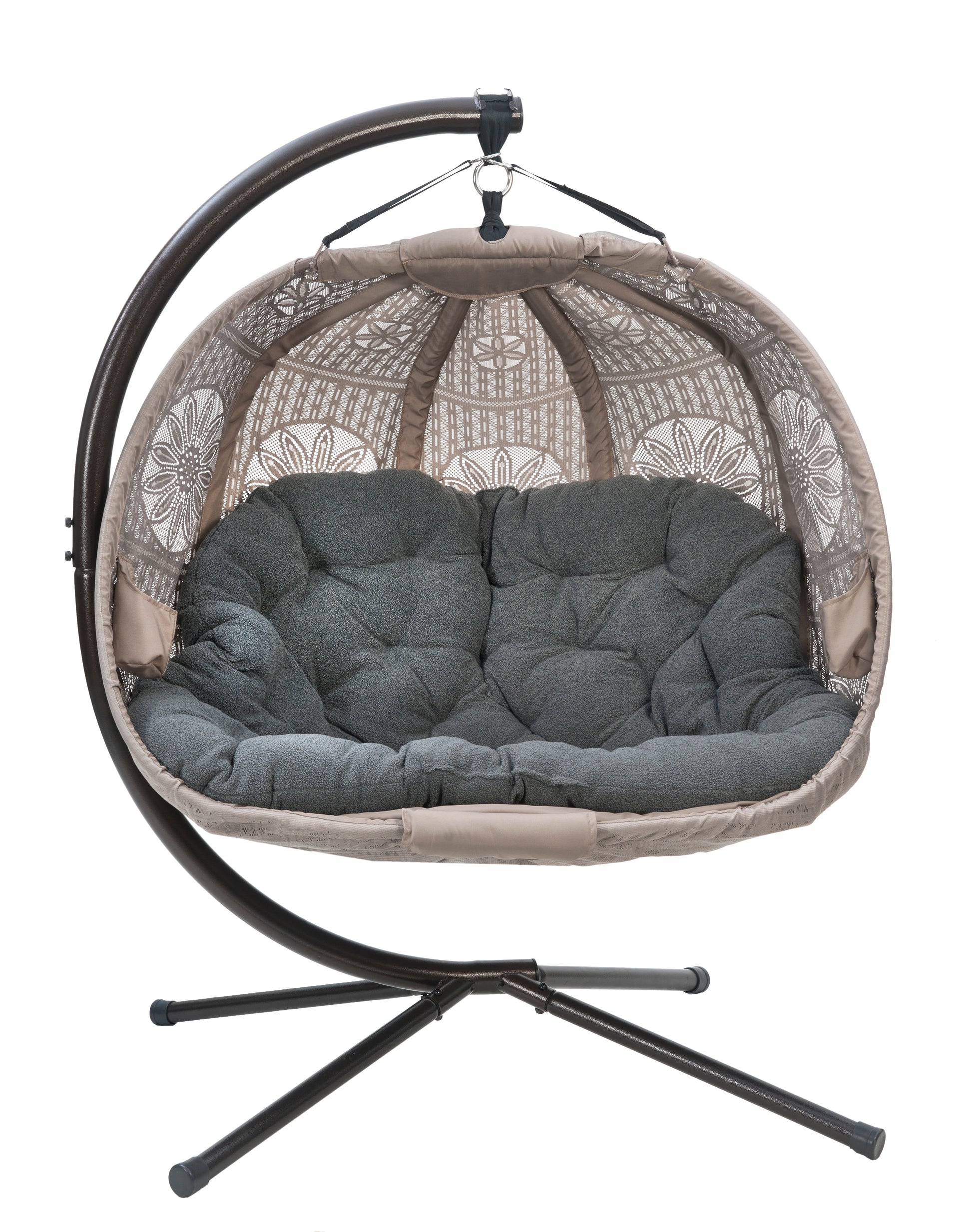 FlowerHouse Hanging Pumpkin Patio Loveseat Chair with stand-Dream Catcher - front view