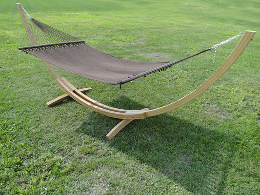 Polyester Rope Hammock - Soft-Woven-Deluxe - whole view mounted on hammock stand