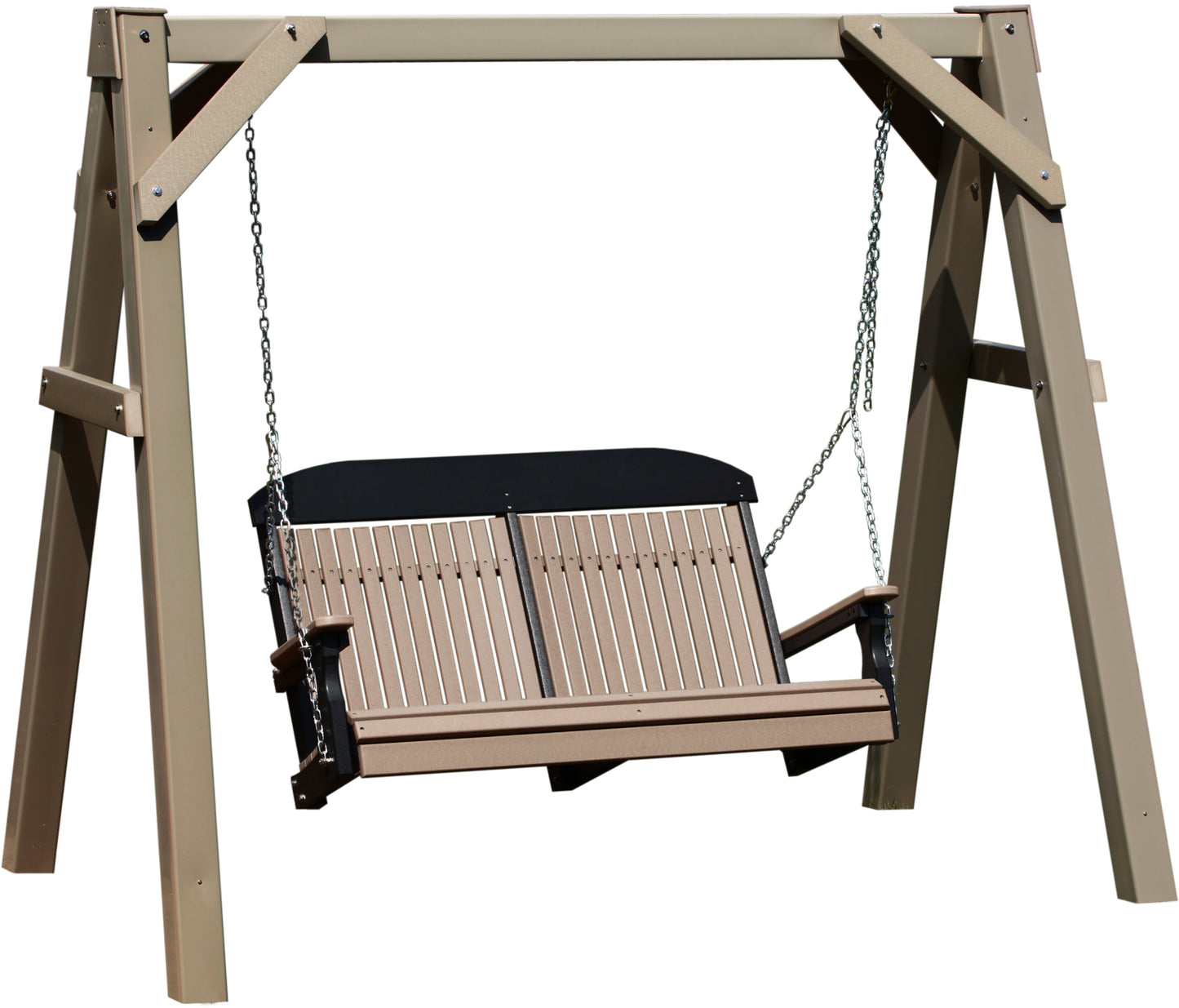 LuxCraft A-Frame Vinyl Swing Stand - with swing attached in clay