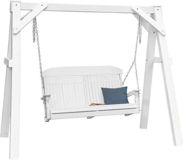 LuxCraft A-Frame Vinyl Swing Stand - with swing attached in white